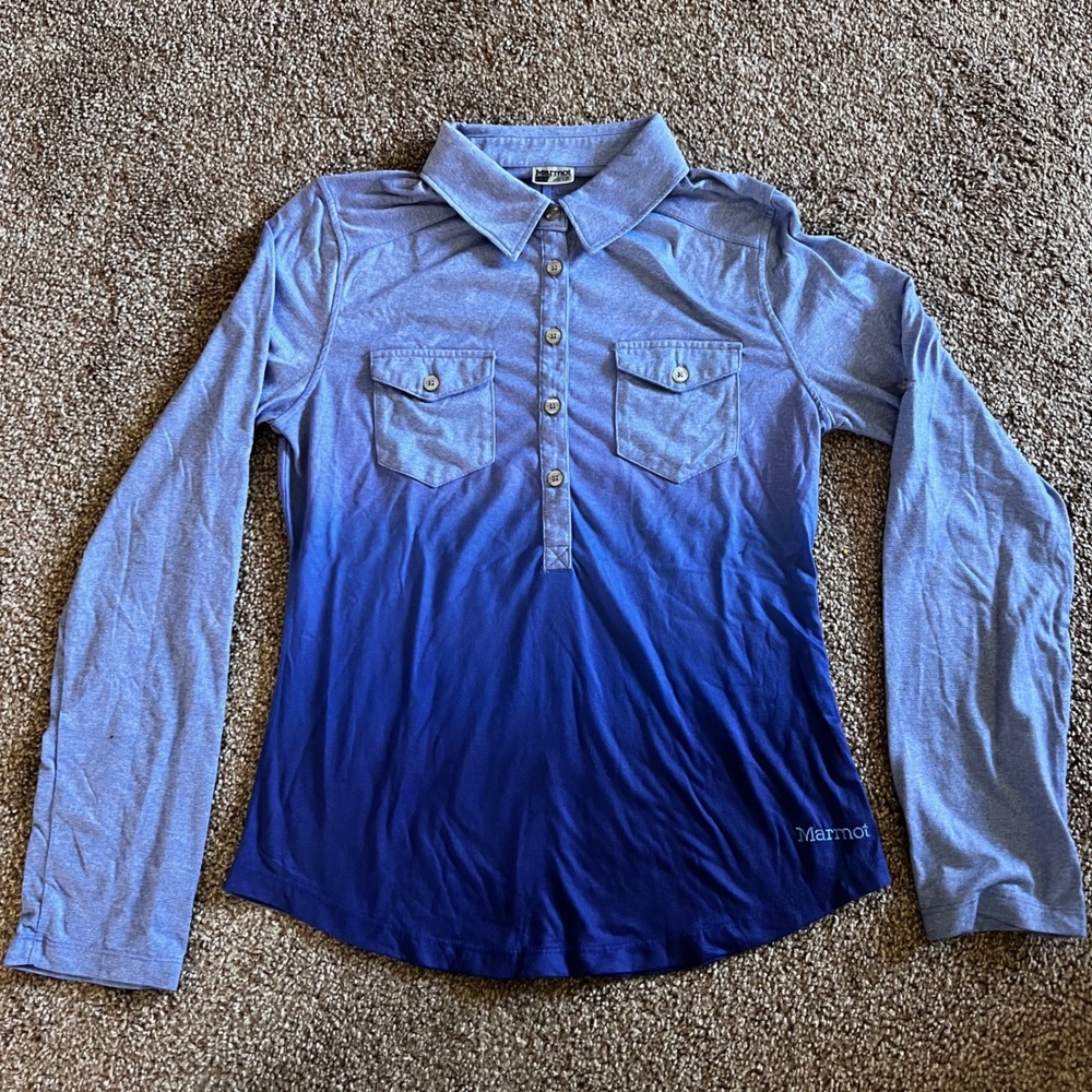 Marmot Ombre‎ Polo Shirt Long Sleeve Button Up Hiking Top Small 0260